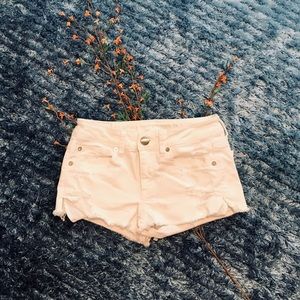 AEO White Distressed Jean Shorts